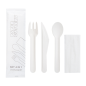 SET 4/1 FOURCHETTE, COUTEAU, CUILLÈRE, SERVIETTE 'PAPER CUTLERY'  15,8 CM BLANC PAPIER (100 UNITÉ)
