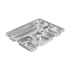 PLATEAU AVEC 4 COMPARTIMENTS + COUVERCLE 'ARTINOX'  28x22x4 CM ARGENTE INOX (6 UNITÉ)