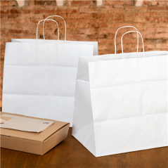 SACS SOS TRAITEUR AVEC ANSES  80 G/M2 24+15x29 CM BLANC CELLULOSE (250 UNITÉ)