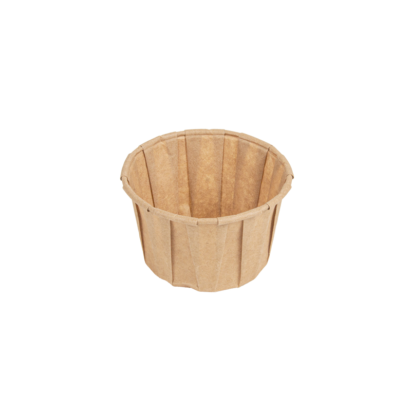 POTS TRAITEUR PAPIER PLISSÉ 90 ML (3 oz) 80 G/M2 Ø6,5/4,9x3,8 CM NATUREL PARCH.INGRAISSABLE (250 UNITÉ)