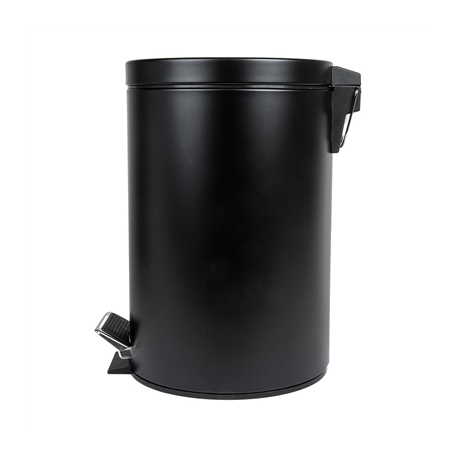 POUBELLE À PÉDALE AVEC RÉCEPTACLE INTÉRIEUR 12 L Ø 25x38 CM NOIR ACIER (1 UNITÉ)