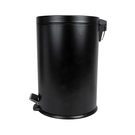 POUBELLE À PEDALE AVEC RÉCEPTACLE INTÉRIEUR 20 L Ø 29,5x44 CM NOIR ACIER (1 UNITÉ)