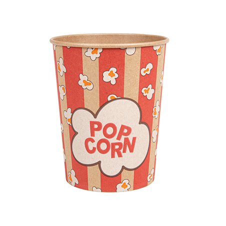 RÉCIPIENTS POUR POP-CORN 960 ML 230 +20 PE G/M2 Ø 11,6/8,8x14,2 CM KRAFT (500 UNITÉ)