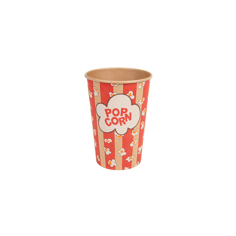 RÉCIPIENTS POUR POP-CORN 1380 ML 230 +20 PE G/M2 Ø 12/8,8x17,5 CM KRAFT (500 UNITÉ)