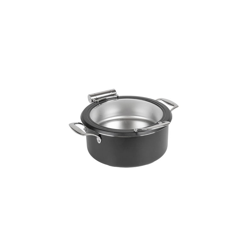 CHAFING DISH ROND AVEC FENÊTRE 4 L Ø 28x38,2x16,8 CM NOIR INOX + CRISTAL (1 UNITÉ)