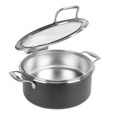 CHAFING DISH ROND AVEC FENÊTRE 4 L Ø 28x38,2x16,8 CM NOIR INOX + CRISTAL (1 UNITÉ)