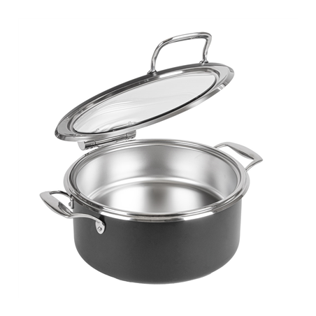 CHAFING DISH ROND AVEC FENÊTRE 4 L Ø 28x38,2x16,8 CM NOIR INOX + CRISTAL (1 UNITÉ)