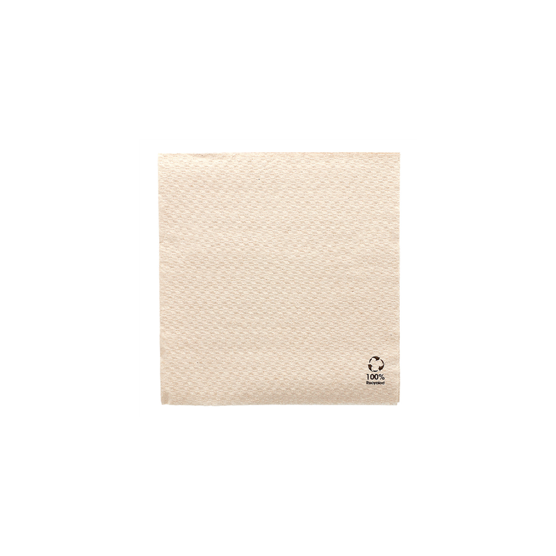 SERVIETTES ECOLABEL 1 PLI  23 G/M2 30x30 CM NATUREL OUATE RECYCLÉE (2400 UNITÉ)