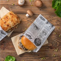 POCHETTES HAMBURGERS 'TIMES' 35 G/M2 12+7x18 CM BLANC PARCH.INGRAISSABLE (500 UNITÉ)