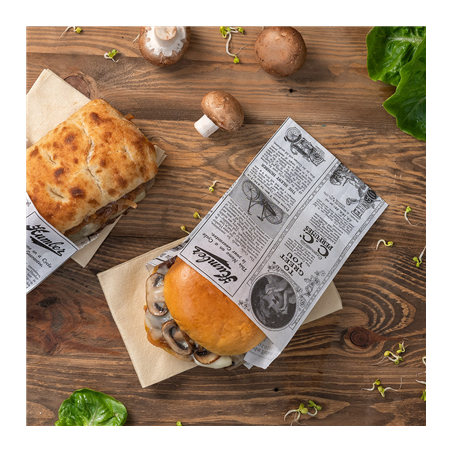 POCHETTES HAMBURGERS 'TIMES' 35 G/M2 12+7x18 CM BLANC PARCH.INGRAISSABLE (500 UNITÉ)