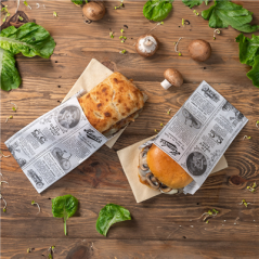 POCHETTES HAMBURGERS 'TIMES' 35 G/M2 14+7x22 CM BLANC PARCH.INGRAISSABLE (500 UNITÉ)