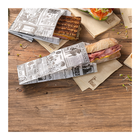 SACS SANDWICHS 'TIMES' 35 G/M2 9+4x22 CM BLANC PARCH.INGRAISSABLE (500 UNITÉ)
