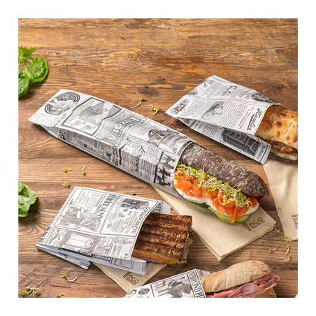 SACS BAGUETTES 'TIMES' 35 G/M2 9+4x30 CM BLANC PARCH.INGRAISSABLE (500 UNITÉ)