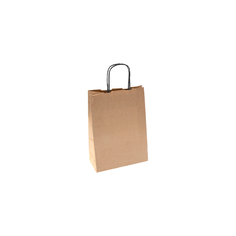 SACS SOS AVEC ANSES NOIRES  80 G/M2 26+14x32 CM NATUREL KRAFT (250 UNITÉ)