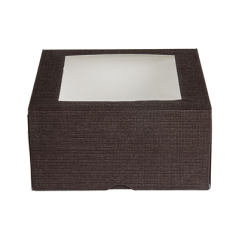 BOÎTES PATISSERIES AVEC FENÊTRE 'THEPACK' 250 G/M2 + OPP 16x16x8 CM CHOCOLAT CARTON ONDULÉ NANO-MICRO (200 UNITÉ)