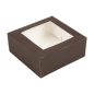 BOÎTES PATISSERIES AVEC FENÊTRE 'THEPACK' 250 G/M2 + OPP 18x18x7,5 CM CHOCOLAT CARTON ONDULÉ NANO-MICRO (200 UNITÉ)