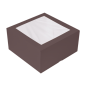 BOÎTES PÂTISSERIES AVEC FENÊTRE 'THEPACK' 250 G/M2 + OPP 24x24x12 CM CHOCOLAT CARTON ONDULÉ NANO-MICRO (100 UNITÉ)