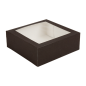 BOÎTES PÂTISSERIES AVEC FENÊTRE 'THEPACK' 250 G/M2 + OPP 28x28x10 CM CHOCOLAT CARTON ONDULÉ NANO-MICRO (100 UNITÉ)