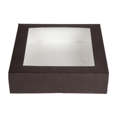 BOÎTES PATISSERIES AVEC FENÊTRE 'THEPACK' 250 G/M2 + OPP 30x30x8 CM CHOCOLAT CARTON ONDULÉ NANO-MICRO (100 UNITÉ)