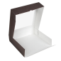 BOÎTES PATISSERIES AVEC FENÊTRE 'THEPACK' 250 G/M2 + OPP 30x30x8 CM CHOCOLAT CARTON ONDULÉ NANO-MICRO (100 UNITÉ)