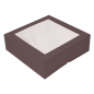 BOÎTES PÂTISSERIES AVEC FENÊTRE 'THEPACK' 250 G/M2 + OPP 32x32x10 CM CHOCOLAT CARTON ONDULÉ NANO-MICRO (100 UNITÉ)