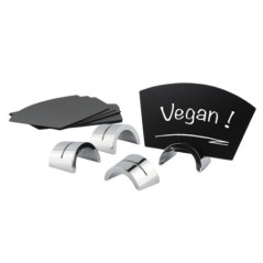 PORTE-ÉTIQUETTES CHROMÉ + 2 ÉTIQUETTES NOIRES