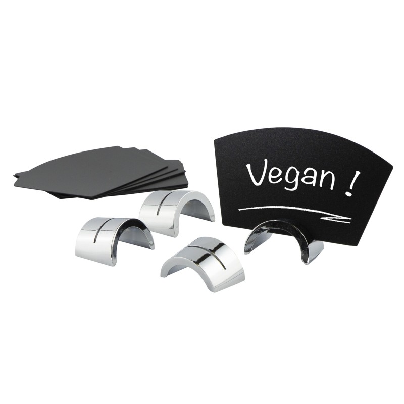 PORTE-ÉTIQUETTES CHROMÉ + 2 ÉTIQUETTES NOIRES