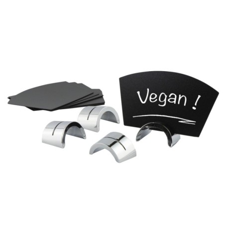 PORTE-ÉTIQUETTES CHROMÉ + 2 ÉTIQUETTES NOIRES