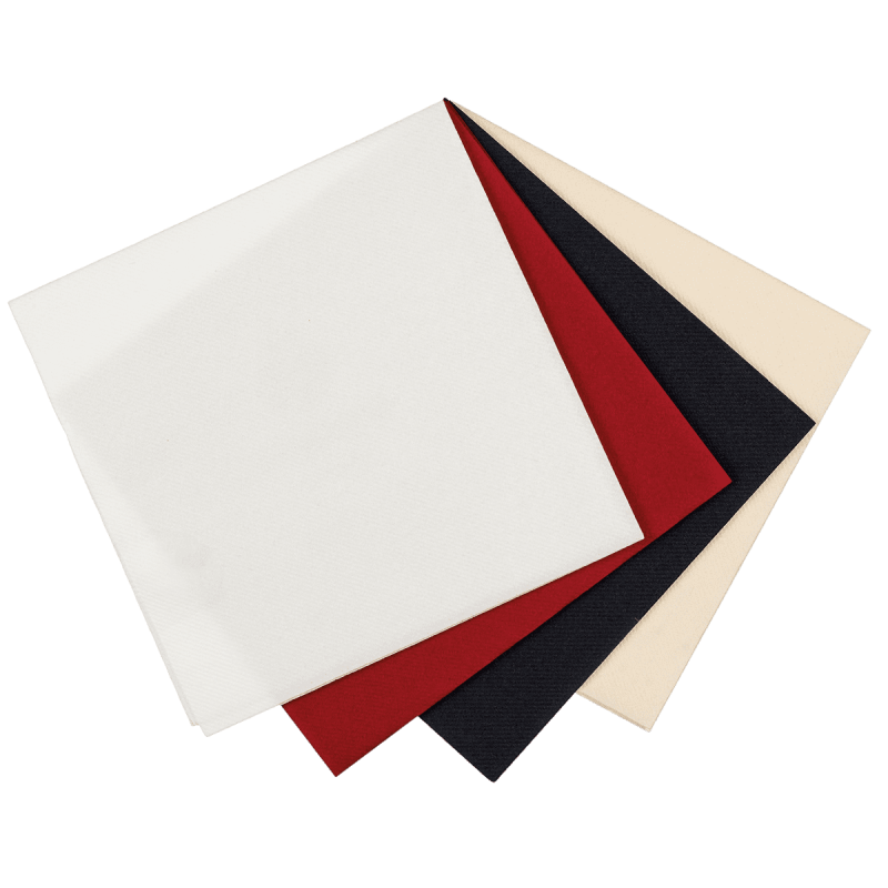 Serviette blanche voie sèche AIRLAID 55g/m² 400x400 mm Serviette blanche voie sèche AIRLAID 55g/m² 400x400 mm