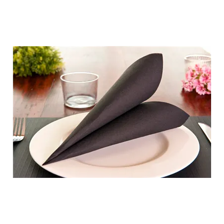 SERVIETTES ECOLABEL DOUBLE POINT  18 G/M2 39x39 CM NOIR OUATE (1200 UNITÉ)