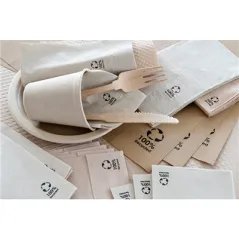 SERVIETTES ECOLABEL 2 PLIS FEEL GREEN 18 G/M2 39x39 CM NATUREL OUATE RECYCLÉE (1600 UNITÉ)