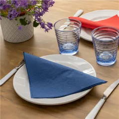 SERVIETTES ECOLABEL 2 PLIS 18 G/M2 39x39 CM BLEU MARINE OUATE (1600 UNITÉ)