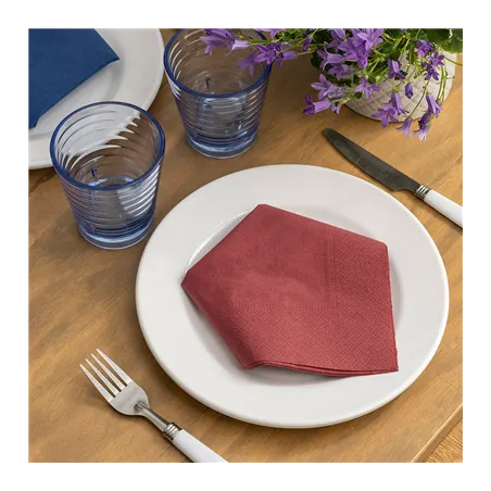SERVIETTES ECOLABEL 2 PLIS  18 G/M2 39x39 CM BORDEAUX OUATE (1600 UNITÉ)