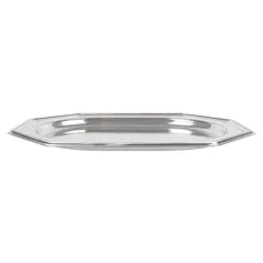PLATEAUX DE LUXE OCTOGONAUX   34,5x24,5 CM ARGENTE PET (5 UNITÉ)