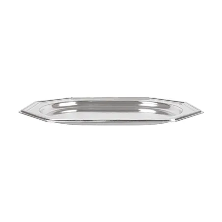 PLATEAUX DE LUXE OCTOGONAUX   34,5x24,5 CM ARGENTE PET (5 UNITÉ)
