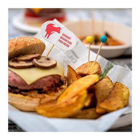 STEAK MARKER - SAIGNANT   8 CM BLANC BOIS (100 UNITÉ)