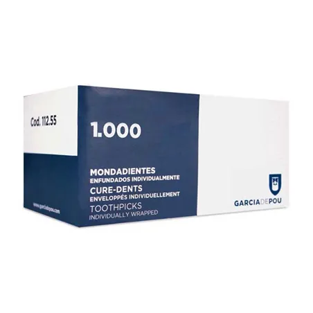 CURE-DENTS ENVELOPPÉS   6,5 CM NATUREL BOIS (1000 UNITÉ)