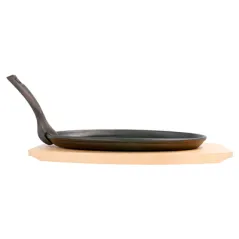 ASSIETTE CHAMPÊTRE OVALE + SUPPORT BOIS   27x18x2 CM NOIR FER (8 UNITÉ)