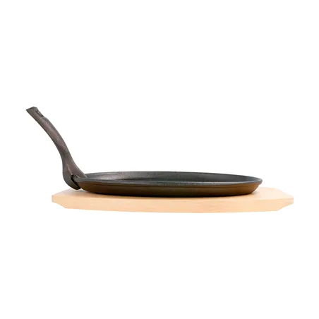 ASSIETTE CHAMPÊTRE OVALE + SUPPORT BOIS   27x18x2 CM NOIR FER (8 UNITÉ)