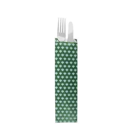 ÉTUIS POUR COUVERTS 'PARK AVENUE' 32 G/M2 7+4x26 CM VERT PRAIRIE CELLULOSE (500 UNITÉ)