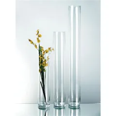 DÉCORATION GÉANTE - CYLINDRE   Ø 10x40 CM TRANSPARENT VERRE (1 UNITÉ)
