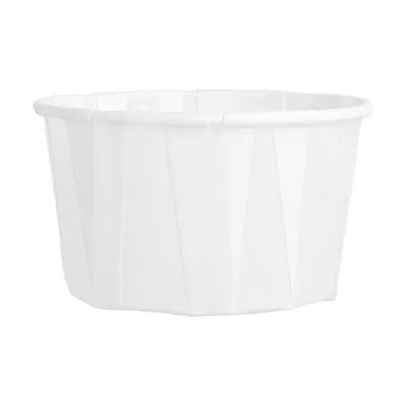 POTS TRAITEUR PAPIER PLISSÉ  90 ML (3 oz) 80 G/M2 Ø6,5/4,9x3,8 CM BLANC PARCH.INGRAISSABLE (250 UNITÉ)