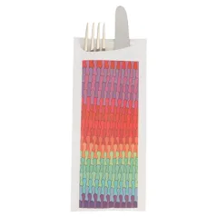SACS POUR COUVERTS + SERVIETTE JUST IN TIME 'COLORAMA' 90 + 10PE G/M2 8,5x19,5 CM BLANC AIRLAID (250 UNITÉ)