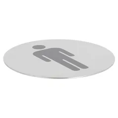 PLAQUE AUTO-ADHESIVE "MESSIEURS" Ø 7,5 CM ARGENTE INOX (1 UNITÉ)