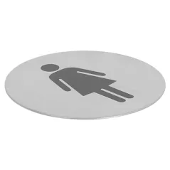 PLAQUE AUTO-ADHESIVE "DAMES" Ø 7,5 CM ARGENTE INOX (1 UNITÉ)
