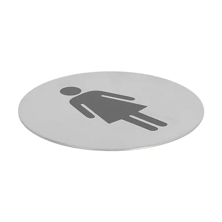 PLAQUE AUTO-ADHESIVE "DAMES"   Ø 7,5 CM ARGENTE INOX (1 UNITÉ)
