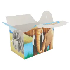 BOÎTES MENU ENFANT ELEPHANTS 'ELEFANTES' 320 G/M2 15,50x10,50x17,50 CM QUADRICHROMIE CARTON (300 UNITÉ)