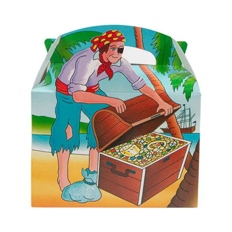 BOÎTES MENU ENFANT PIRATES 'PIRATAS' 320 G/M2 15,50x10,50x17,50 CM QUADRICHROMIE CARTON (300 UNITÉ)