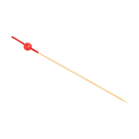 PIQUES "BOULE ROUGE" BAMBOO  12 (h) CM NATUREL BAMBOU (100 UNITÉ)