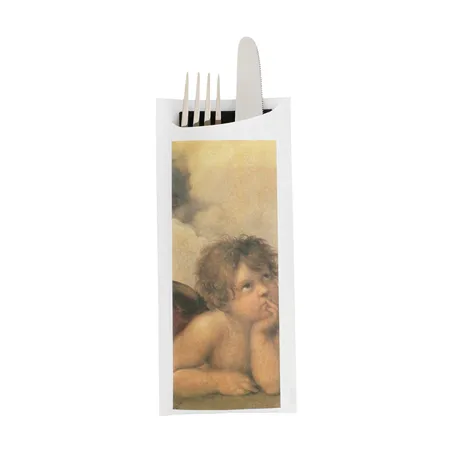 SACS COUVERTS + SERVIETTE JUST IN TIME 'RAFFAELLO' 90 + 10PE G/M2 8,5x19,5 CM NOIR AIRLAID (250 UNITÉ)
